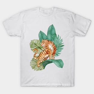 Tiger and Leaves-3 T-Shirt